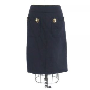Tory Burch Navy Blue skirt with Gold Buttons Sz 4
